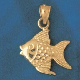 Angelfish Pendant Necklace Charm Bracelet in Yellow, White or Rose Gold 634