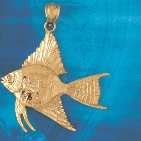 Angelfish Pendant Necklace Charm Bracelet in Yellow, White or Rose Gold 637