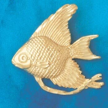 Angelfish Pendant Necklace Charm Bracelet in Yellow, White or Rose Gold 638