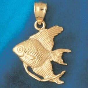 Angelfish Pendant Necklace Charm Bracelet in Yellow, White or Rose Gold 639