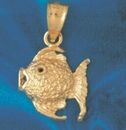 Angelfish Pendant Necklace Charm Bracelet in Yellow, White or Rose Gold 642