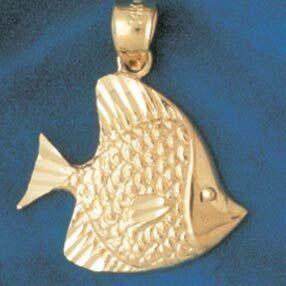Angelfish Pendant Necklace Charm Bracelet in Yellow, White or Rose Gold 646