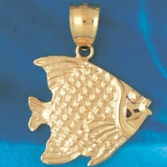 Angelfish Pendant Necklace Charm Bracelet in Yellow, White or Rose Gold 647