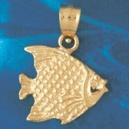 Angelfish Pendant Necklace Charm Bracelet in Yellow, White or Rose Gold 648