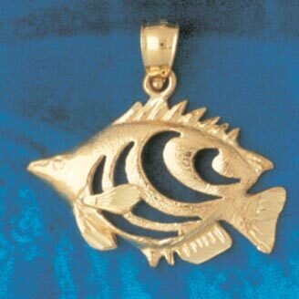 Angelfish Pendant Necklace Charm Bracelet in Yellow, White or Rose Gold 652