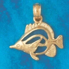 Angelfish Pendant Necklace Charm Bracelet in Yellow, White or Rose Gold 653