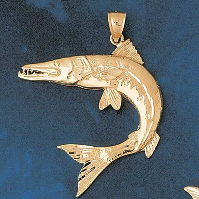 Dazzlers Jewelry Assorted Fish Sea Bass Snook King Mackerel Pendant Necklace Charm Bracelet in Yell…