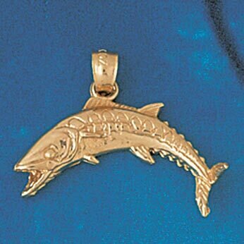 Assorted Fish Sea Bass Snook King Mackerel Pendant Necklace Charm Bracelet in Yellow, White or Rose Gold 663