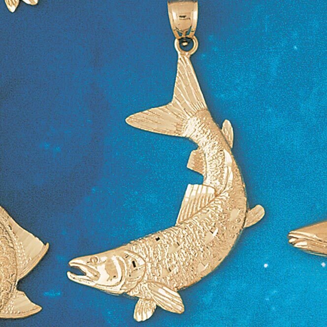 Assorted Fish Sea Bass Snook King Mackerel Pendant Necklace Charm Bracelet in Yellow, White or Rose Gold 666