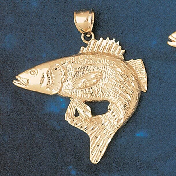 Assorted Fish Sea Bass Snook King Mackerel Pendant Necklace Charm Bracelet in Yellow, White or Rose Gold 669