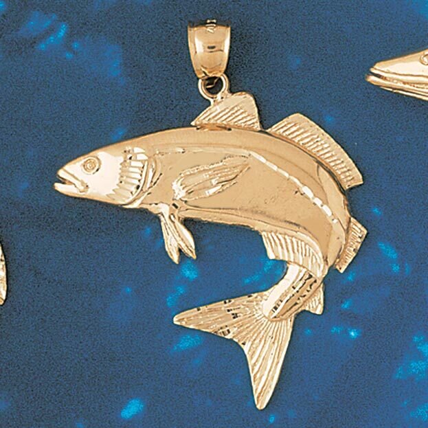 Assorted Fish Sea Bass Snook King Mackerel Pendant Necklace Charm Bracelet in Yellow, White or Rose Gold 670