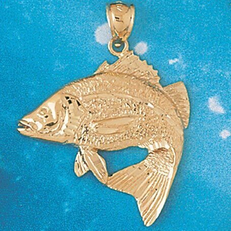 Assorted Fish Sea Bass Snook King Mackerel Pendant Necklace Charm Bracelet in Yellow, White or Rose Gold 672