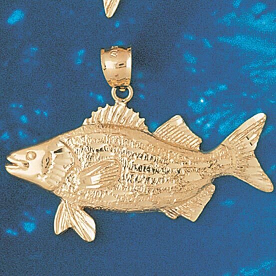 Assorted Fish Sea Bass Snook King Mackerel Pendant Necklace Charm Bracelet in Yellow, White or Rose Gold 675