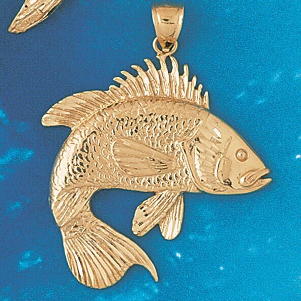 Assorted Fish Sea Bass Snook King Mackerel Pendant Necklace Charm Bracelet in Yellow, White or Rose Gold 676
