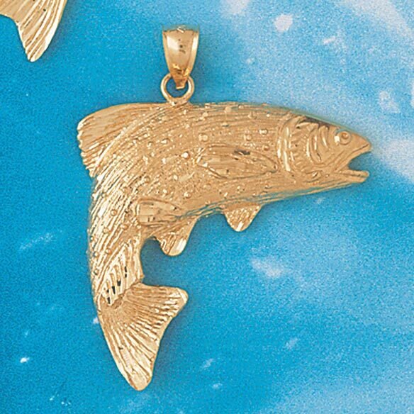 Assorted Fish Sea Bass Snook King Mackerel Pendant Necklace Charm Bracelet in Yellow, White or Rose Gold 677