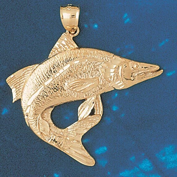 Assorted Fish Sea Bass Snook King Mackerel Pendant Necklace Charm Bracelet in Yellow, White or Rose Gold 678