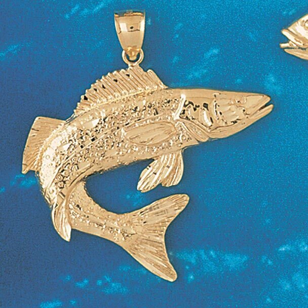 Assorted Fish Sea Bass Snook King Mackerel Pendant Necklace Charm Bracelet in Yellow, White or Rose Gold 679