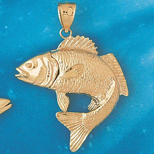 Assorted Fish Sea Bass Snook King Mackerel Pendant Necklace Charm Bracelet in Yellow, White or Rose Gold 680