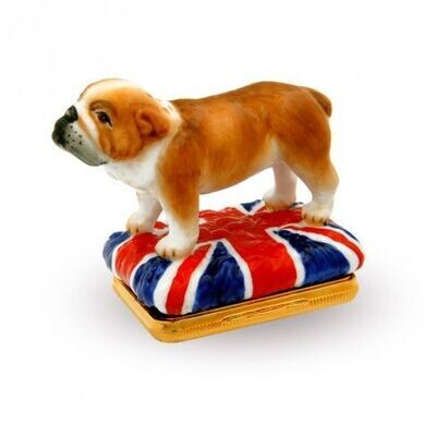 Halcyon Days British Bulldog Bonbonniere Enamel Box EBBUL0164G, MPN: 064/W0392, 5060171145035