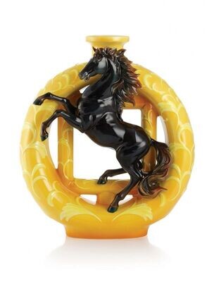 Franz Porcelain A Pronounced Success Black Horse Vase FZ02987, MPN: FZ02987,