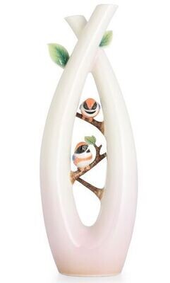 Franz Porcelain Black-Throated Passerine Bird Design Sculptured Porcelain Large Vase FZ02744, MPN: …