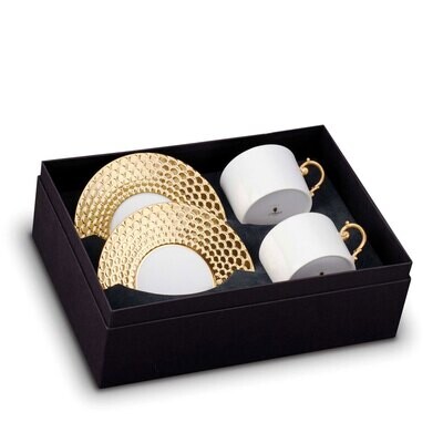 L&#39;Objet Aegean Tea Cup and Saucer Gift Box of 2 Gold, MPN: AG5525, 816279011254