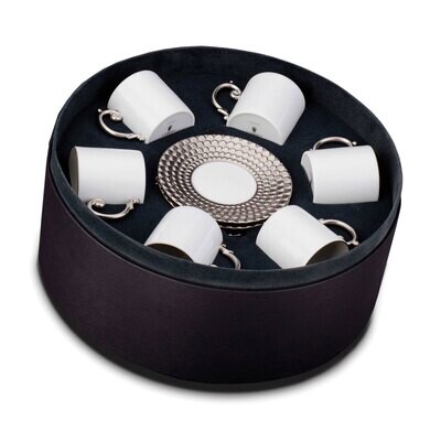L&#39;Objet Aegean Espresso Cup and Saucer Gift Box of 6 Platinum, MPN: AG6555, 816279011285