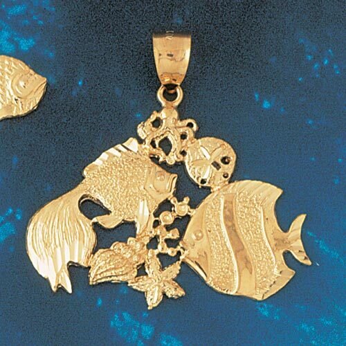 Dazzlers Jewelry Angelfish Goldfish Fish Pendant Necklace Charm Bracelet in Yellow, White or Rose G…