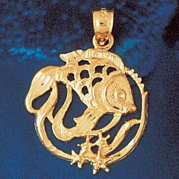 Angelfish Goldfish Fish Pendant Necklace Charm Bracelet in Yellow, White or Rose Gold 710