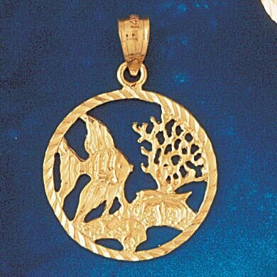 Angelfish Goldfish Fish Pendant Necklace Charm Bracelet in Yellow, White or Rose Gold 711