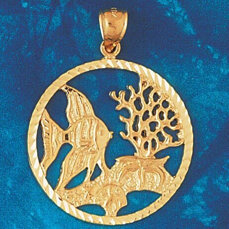 Angelfish Goldfish Fish Pendant Necklace Charm Bracelet in Yellow, White or Rose Gold 712