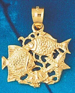 Angelfish Goldfish Fish Pendant Necklace Charm Bracelet in Yellow, White or Rose Gold 715