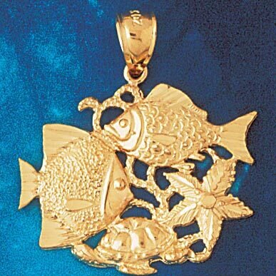 Angelfish Goldfish Fish Pendant Necklace Charm Bracelet in Yellow, White or Rose Gold 716