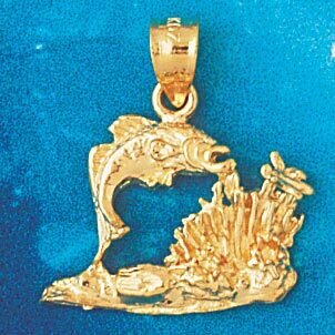 Angelfish Goldfish Fish Pendant Necklace Charm Bracelet in Yellow, White or Rose Gold 721