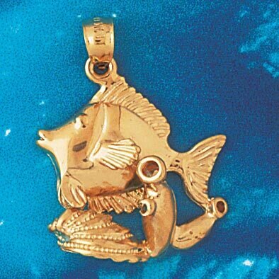 Angelfish Goldfish Fish Pendant Necklace Charm Bracelet in Yellow, White or Rose Gold 724