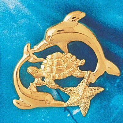 Dolphin Pendant Necklace Charm Bracelet in Yellow, White or Rose Gold 728