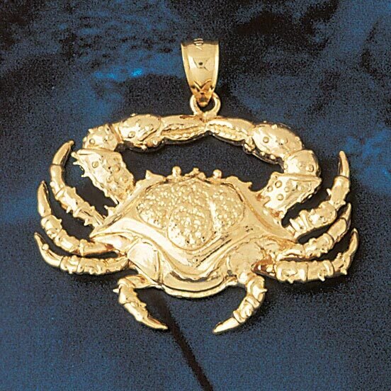 Crab Pendant Necklace Charm Bracelet in Yellow, White or Rose Gold 731