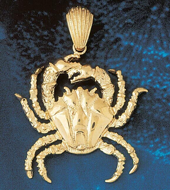 Crab Pendant Necklace Charm Bracelet in Yellow, White or Rose Gold 732