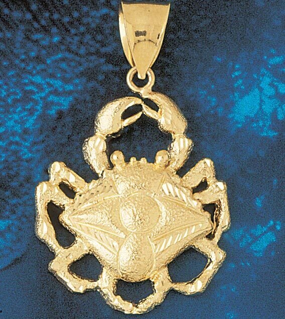 Crab Pendant Necklace Charm Bracelet in Yellow, White or Rose Gold 733