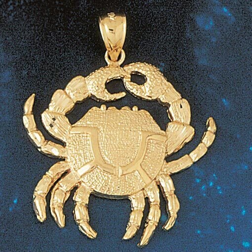 Crab Pendant Necklace Charm Bracelet in Yellow, White or Rose Gold 734