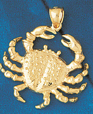 Crab Pendant Necklace Charm Bracelet in Yellow, White or Rose Gold 736