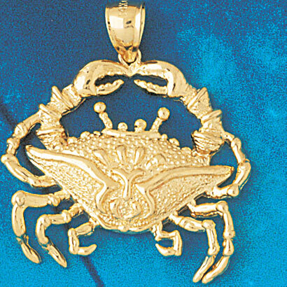 Crab Pendant Necklace Charm Bracelet in Yellow, White or Rose Gold 737