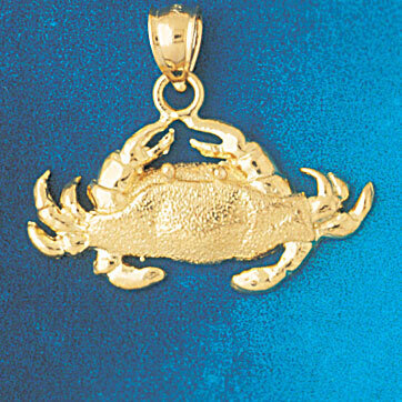 Crab Pendant Necklace Charm Bracelet in Yellow, White or Rose Gold 742