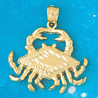 Crab Pendant Necklace Charm Bracelet in Yellow, White or Rose Gold 743
