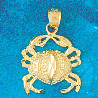 Crab Pendant Necklace Charm Bracelet in Yellow, White or Rose Gold 745