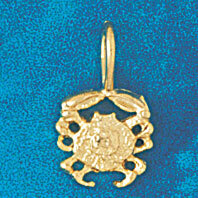 Crab Pendant Necklace Charm Bracelet in Yellow, White or Rose Gold 747