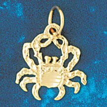 Crab Pendant Necklace Charm Bracelet in Yellow, White or Rose Gold 749