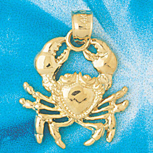 Crab Pendant Necklace Charm Bracelet in Yellow, White or Rose Gold 752