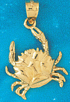 Crab Pendant Necklace Charm Bracelet in Yellow, White or Rose Gold 754