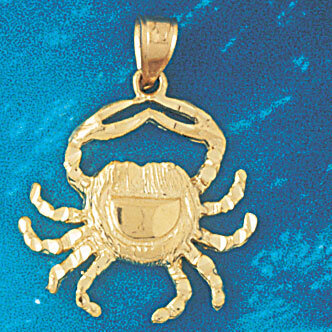 Crab Pendant Necklace Charm Bracelet in Yellow, White or Rose Gold 755
